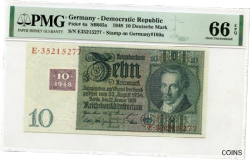 ڶ/ʼݾڽա ƥ    [̵] GERMANY 10 DEUTSCHE MARK 1948 DEMOCRATIC REPUBLIC PICK 4 a GEM UNC VALUE $320