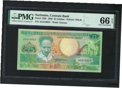 ڶ/ʼݾڽա ƥ    [̵] Suriname 25 Gulden 9-1-1988 P132b Uncirculated Graded 66