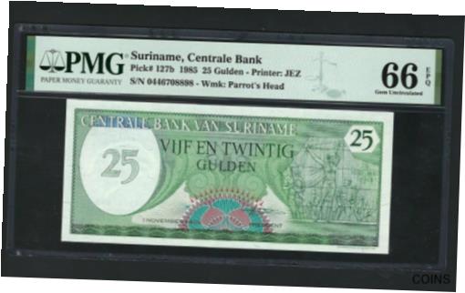 ڶ/ʼݾڽա ƥ    [̵] Suriname 25 Gulden 1-11-1985 P127b Uncirculated Graded 66