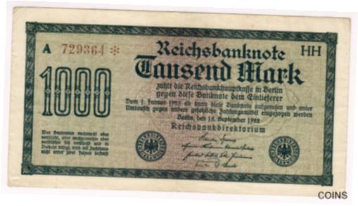 ڶ/ʼݾڽա ƥ    [̵] 1922 Germany 1000 Mark 729364 Reichbanknote Paper Money Banknotes Currency