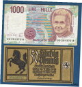 【極美品/品質保証書付】 アンティークコイン 硬貨 Italy banknotes 1000 Lire 1990. + 50 pfennig 1922. Ger...