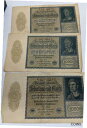 【極美品/品質保証書付】 アンティークコイン コイン 金貨 銀貨 [送料無料] 3X LOT 1922 Germany 10000 Reichsbanknote