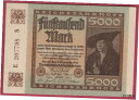 【極美品/品質保証書付】 アンティークコイン 硬貨 R* GERMANY 5000 MARK 1922 P-81a XF+ DETAILS #3339 [送料無...