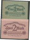【極美品/品質保証書付】 アンティークコイン 硬貨 GERMANY - 1, 2 MARK Set of 2 Darlehnskassenschein Bank...