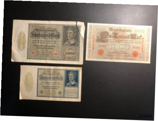 ڶ/ʼݾڽա ƥ    [̵] Antique Germany(2)10,000 &1,000 Mark 1922 &1910 Reichsbanknote 7243,5911,5829