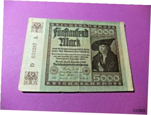 ڶ/ʼݾڽա ƥ    [̵] 1922 Germany 5000 MARK Banknote - VF - Canada Military Rank and Number, Ottawa