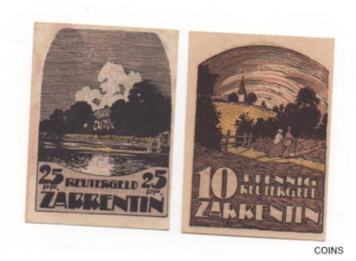 yɔi/iۏ؏tz AeB[NRC d GERMANY ZARRENTIN 10 & 25 PFENNIG 1922 EMERGENCY MONEY NOTGELD LOOK SCANS [] #oof-wr-013415-2981