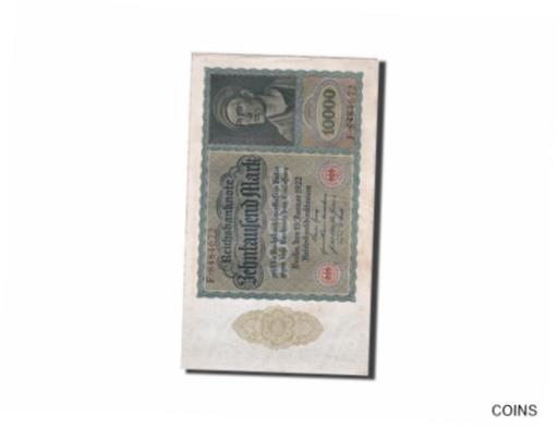 【極美品/品質保証書付】 アンティークコイン コイン 金貨 銀貨 [送料無料] [#261365] Banknote, Germany, 10,000 Mark, 1922, 1922-01-19, KM:71, AU