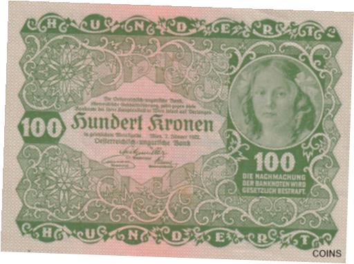楽天金銀プラチナ　ワールドリソース【極美品/品質保証書付】 アンティークコイン 硬貨 Austria 1922 100 Kronen AU Banknote Pick 77 Bargain Bin [送料無料] #oof-wr-013415-741