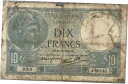 【極美品/品質保証書付】 アンティークコイン 硬貨 1940 Banque de France Dix (10) Francs Minerve Banknote...