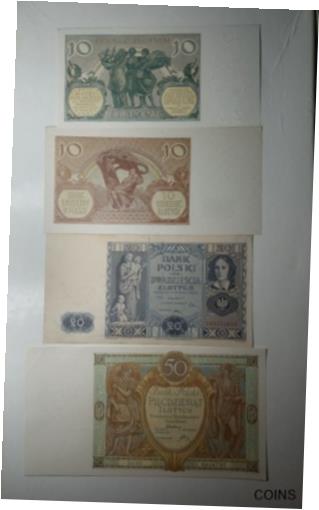 ڶ/ʼݾڽա ƥ Ų Poland LOT 4 BANKNOTES 10 Zlotych 1940 &1929. 20 Zlotych 1936. 50 Zlotych 1929. [̵] #oof-wr-013417-359