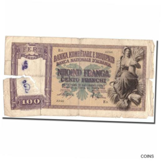  アンティークコイン コイン 金貨 銀貨   Banknote, Albania, 100 Franga, Undated (1940), KM:8, VG
