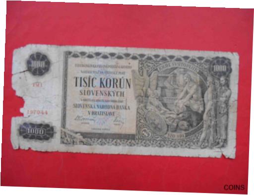 ڶ/ʼݾڽա ƥ    [̵] SLOVAKIA 1940 1000 Korun WITHOUT PERFORATION. Pick 13a