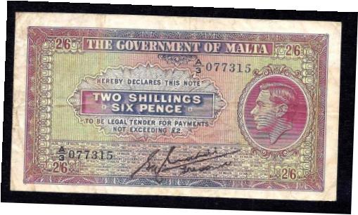 ڶ/ʼݾڽա ƥ Ų Malta 2 Shillings 6 Pence P-18 1940 VF [̵] #oof-wr-013417-984