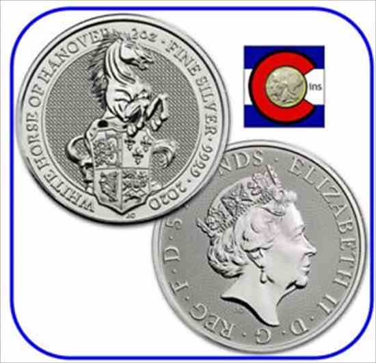  アンティークコイン コイン 金貨 銀貨  (usdm-2395-83) 2020ハノーバーの女王の獣ホワイトホースダイレクトフィットカプセルの2オンス銀貨 2020 Queen's Beast White