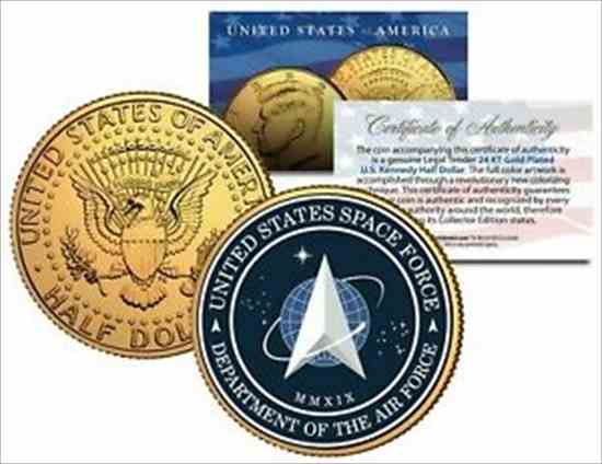 【極美品/品質保証書付】 アンティークコイン コイン 金貨 銀貨 送料無料 輸入品 (usdm-2396-0) 米国宇宙軍USSF第6支部24KゴールドクラッドJFKハーフダラーUSコイン United States Space Force US