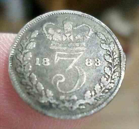 【極美品/品質保証書付】 アンティークコイン コイン 金貨 銀貨 [送料無料 輸入品] (usdm-2399-58) 1883年イギリス銀貨、3ペンス、ビクトリア女王 1883 Great Britain Silver Coin, 3 Pence,