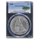 【極美品/品質保証書付】 アンティークコイン 硬貨 1862 Liberty Seated Dollar MS-61 PCGS CAC - SKU#211409 [送料無料] #oot-wr-2984-648