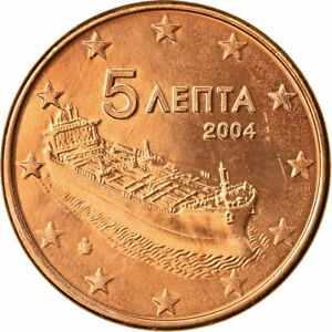 【極美品/品質保証書付】 アンティークコイン コイン 金貨 銀貨 [送料無料] [#701681] Greece, 5 Euro Cent, 2004, MS(63), Copper Plated Steel, KM:183