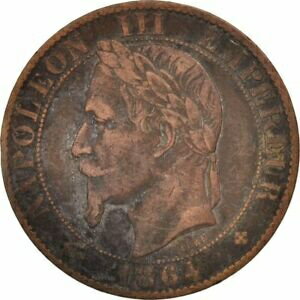  アンティークコイン コイン 金貨 銀貨   France, 5 Centimes, 1864, Strasbourg, VF(20-25), Bronze, KM:797.2