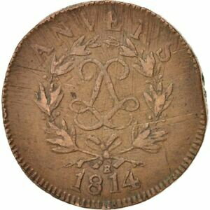 yɔi/iۏ؏tz AeB[NRC RC   [] [#406222] FRENCH STATES, ANTWERP, 10 Centimes, 1814, VF(20-25), Bronze