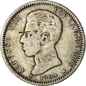 yɔi/iۏ؏tz AeB[NRC RC   [] [#870027] Coin, Spain, Alfonso XIII, Peseta, 1904, Madrid, VF(20-25), Silver