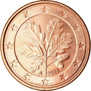 【極美品/品質保証書付】 アンティークコイン コイン 金貨 銀貨 [送料無料] [#766733] GERMANY - FEDERAL REPUBLIC, 5 Euro Cent, 2006, MS(63), Copper Plated