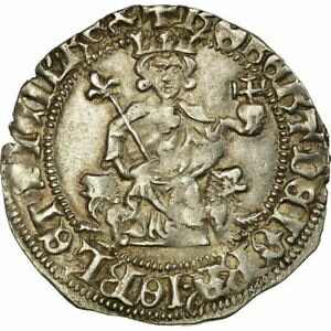  アンティークコイン コイン 金貨 銀貨   Coin, Italy, NAPLES, Robert d'Anjou, Carlin, Naples, AU(50-53), Silver