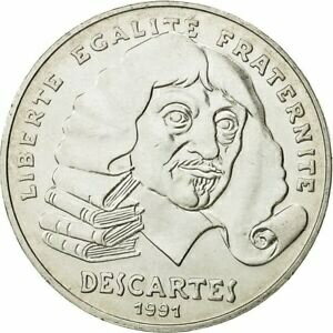 【極美品/品質保証書付】 アンティークコイン コイン 金貨 銀貨 [送料無料] [#492290] Coin France Descartes 100 Francs 1991 MS 60-62 Silver KM:996