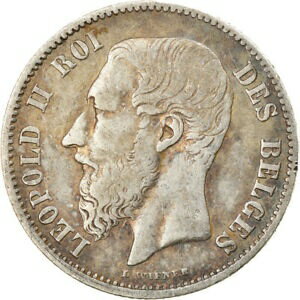 【極美品/品質保証書付】 アンティークコイン コイン 金貨 銀貨 [送料無料] [#811891] Coin, Belgium, Leopold II, 50 Centimes, 1866, VF(30-35), Silver, KM:26