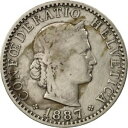 アンティークコイン コイン 金貨 銀貨   Switzerland, 20 Rappen, 1887, Bern, VF(20-25), Nickel, KM:29