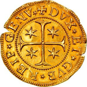 【極美品/品質保証書付】 [#877205] Coin, ITALIAN STATES, GENOA, 5 Doppie, 1653, Gold, KM:100