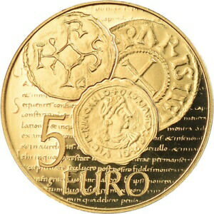  アンティークコイン コイン 金貨 銀貨   France, 5 Euro, Denier de Charles le Chauve, 2014, Paris, BE