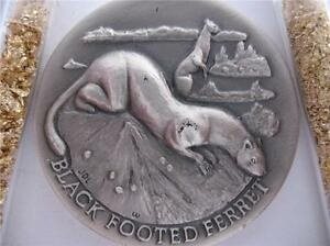 ڶ/ʼݾڽա ƥ    [̵] 1-OZ+LONGINES WILDLIFE BLACK FOOTED FERRET 3D RELIEF STER .925 SILVER COIN+GOLD