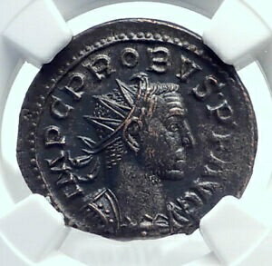 ڶ/ʼݾڽա ƥ    [̵] PROBUS Authentic Ancient 277AD Lugdunum Roman Coin FELICITAS NGC Ch AU i81650