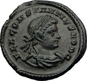 ڶ/ʼݾڽա ƥ    [̵] CONSTANTIUS II 324AD London Authentic Ancient Roman Coin LEGION Camp Gate i64050