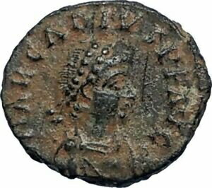 ڶ/ʼݾڽա ƥ    [̵] ARCADIUS Authentic 383AD Ancient Roman Coin w VICTORY ANGEL Staurogram i67201