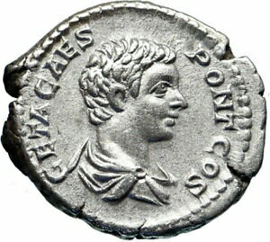 ڶ/ʼݾڽա ƥ    [̵] GETA sacrificing over altar 205AD Authentic Silver Ancient Roman Coin i46543