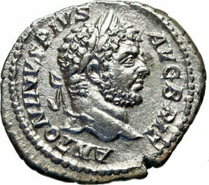 ڶ/ʼݾڽա ƥ    [̵] CARACALLA 210AD Rare Silver Ancient Roman Coin Juno MONETA Wealth i46742
