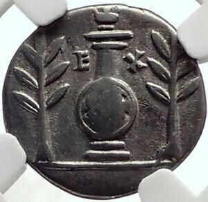  アンティークコイン コイン 金貨 銀貨  Divus VESPASIAN Authentic Ancient 80AD URN COLUMN Silver Roman Coin NGC i68931