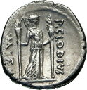 【極美品/品質保証書付】 アンティークコイン コイン 金貨 銀貨 送料無料 Roman Republic Ancient 42BC Silver Coin APOLLO DIANA LUCIFERA TORCH i85175