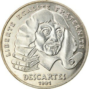 【極美品/品質保証書付】 アンティークコイン コイン 金貨 銀貨 [送料無料] [#864722] Coin France Descartes 100 Francs 1991 MS 63 Silver KM:996