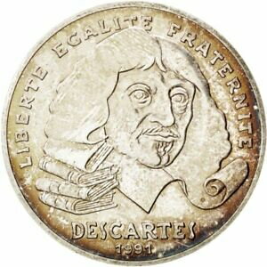 【極美品/品質保証書付】 アンティークコイン コイン 金貨 銀貨 [送料無料] [#89561] FRANCE Descartes 100 Francs 1991 KM #996 MS 63 Silver Gadoury