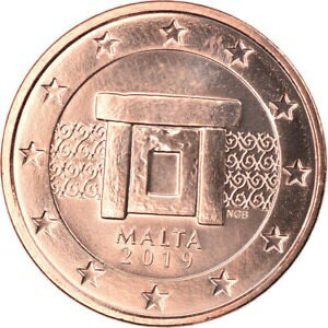 【極美品/品質保証書付】 アンティークコイン コイン 金貨 銀貨 [送料無料] [#796535] Malta, 5 Euro Cent, 2019, MS(65-70), Copper Plated Steel, KM:New