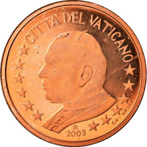 [#901583] VATICAN CITY, 5 Euro Cent, 2003, MS(65-70), Copper Plated Steel※関税は当ショップ負担（お客様負担無し）※全国送料無料・海外輸送無料※商品の状態は画像をご確認...