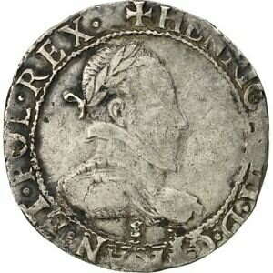  アンティークコイン コイン 金貨 銀貨   Coin, France, Henri III, Demi Franc, 1577, Troyes, VF(30-35), Silver