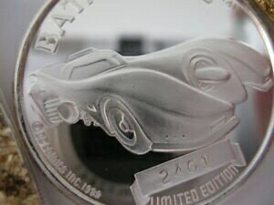  アンティークコイン コイン 金貨 銀貨  1-OZ. PURE SILVER DETAILED BATMAN- BATMOBILE DC-COMICS LIMITED EDITION COIN+GOLD