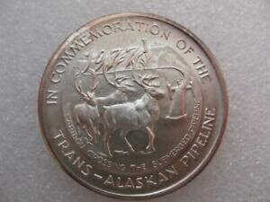 【極美品/品質保証書付】 アンティークコイン コイン 金貨 銀貨 [送料無料] 1-OZ.SILVER.999 COIN 1977 RARE TRANS ALASKAN PIPELINE CARIBOU CROSSING + GOLD