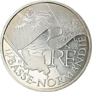  アンティークコイン コイン 金貨 銀貨   France, 10 Euro, Basse Normandie, 2010, Paris, MS(63), Silver, KM:1647