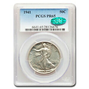  アンティークコイン コイン 金貨 銀貨  1941 Walking Liberty Half Dollar PR-65 PCGS CAC - SKU#214842